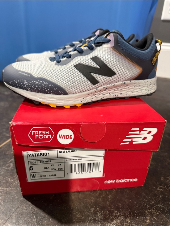 New Balance Other - New Balance White, Navy & Yellow Kids Running Shoes